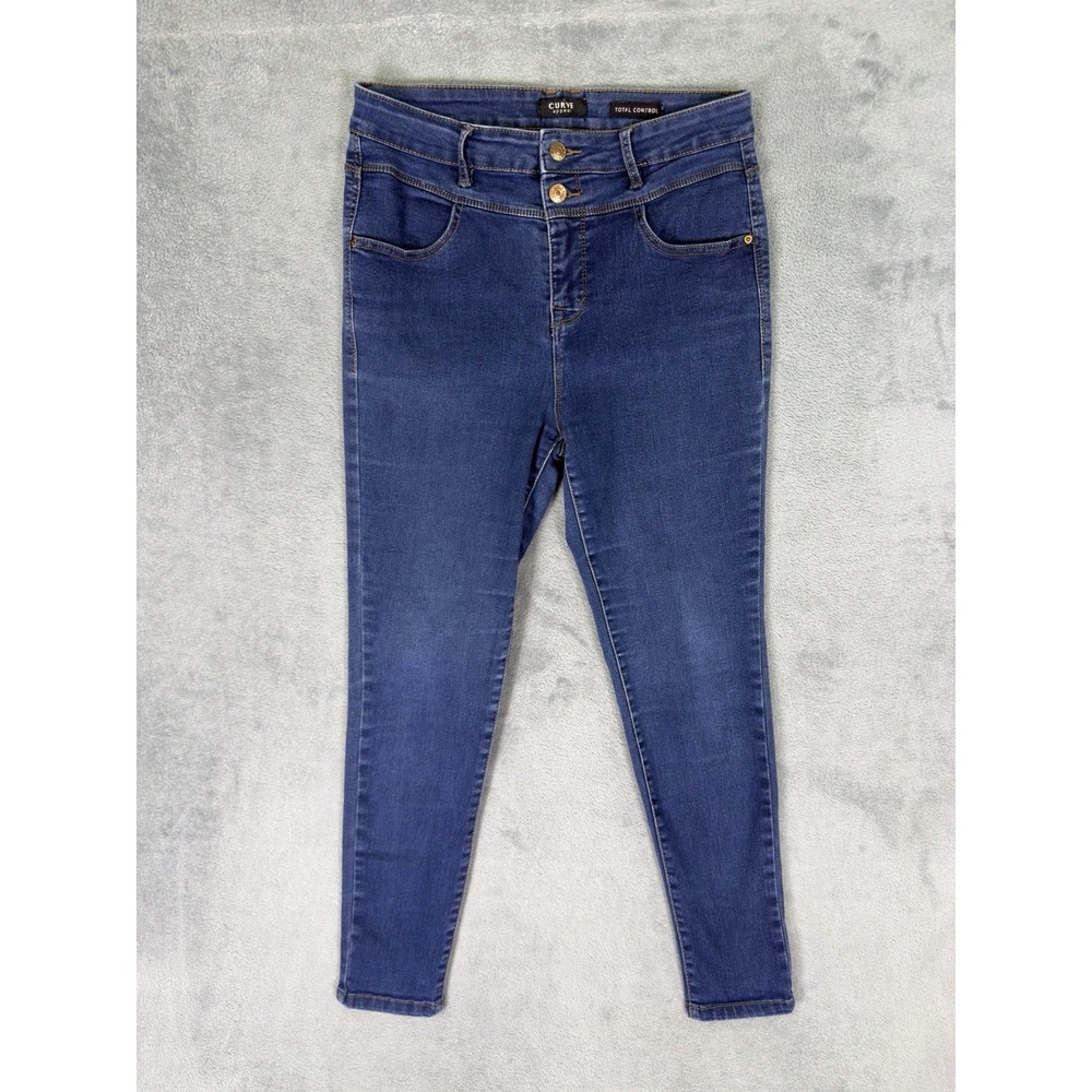 Curve Appeal Jeans Womens 8/29 Blue Dark Wash High Rise Skinny Total Control